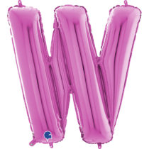 26 inch fuxia magenta foil letter W balloon