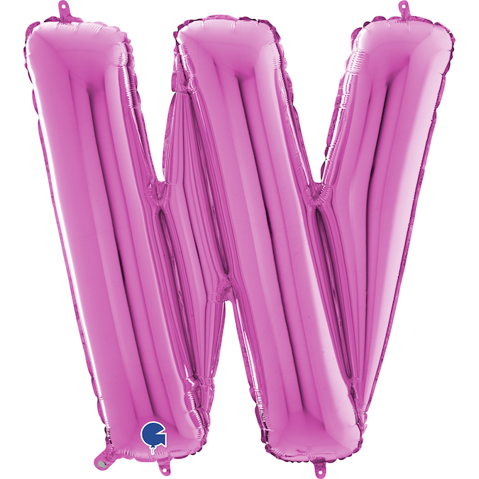 26 inch fuxia magenta foil letter W balloon