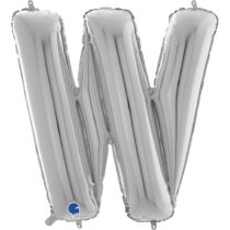 26" Silver letter W foil balloon