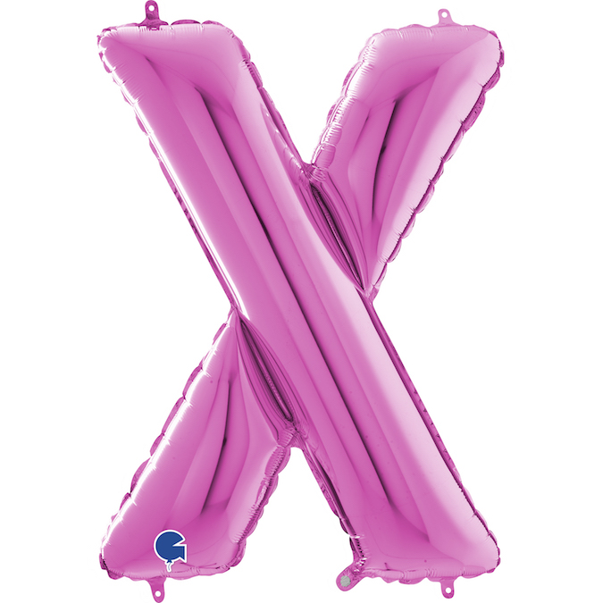 26431F-Letter-X-Fuxia 26 inch fuxia fuschia foil letter X balloon