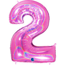 grabo holographic fuxia number two balloon