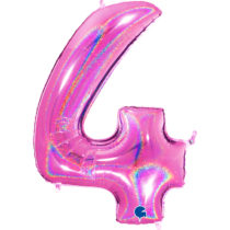 grabo holographic fuxia number four balloon