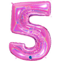 grabo holographic fuxia number five balloon