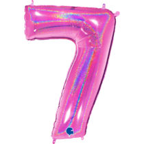 grabo holographic fuxia number seven balloon