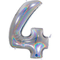silver holographic foil number 4 four balloon