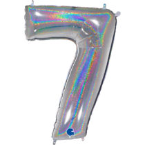 silver glitter holographic foil number 7 seven balloon