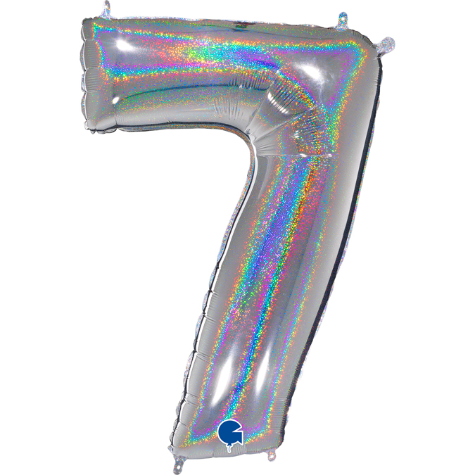 697GHS-Number-7-Glitter-Holographic-Silver silver glitter holographic foil number 7 seven balloon