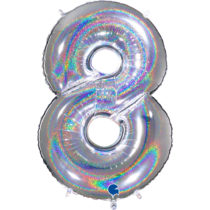 silver glitter holographic foil number eight 8 balloon
