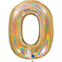 glitter holographic gold number zero balloon