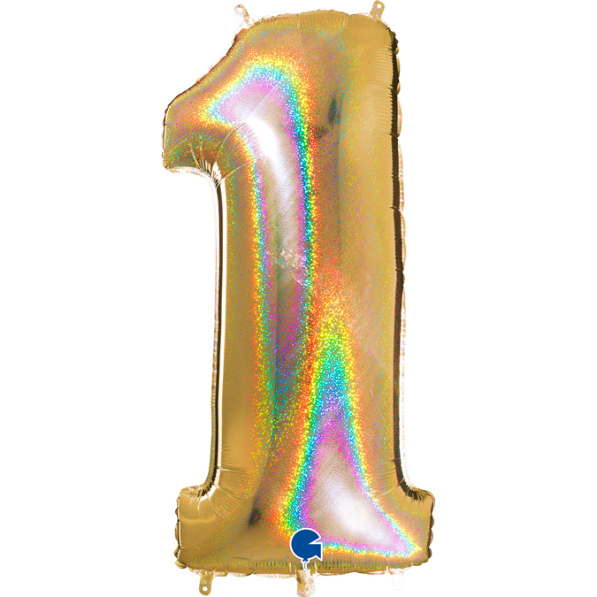 721GHG5-Number-1-Glitter-Holographic-Gold-5 glitter holographic gold number one balloon