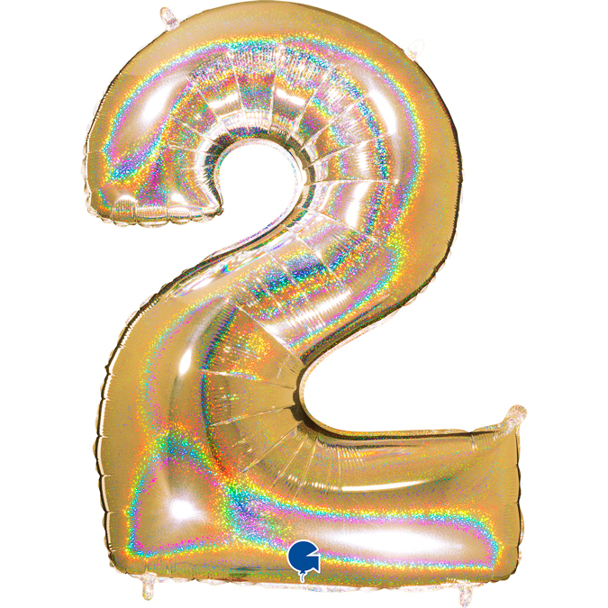 722GHG5-Number-2-Glitter-Holographic-Gold-5 glitter holographic gold number two balloon