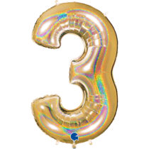 glitter holographic gold number three