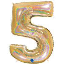 glitter holographic gold number five