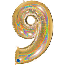 glitter holographic number nine balloon