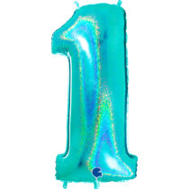 tiffany glitter holographic foil number 1 one balloon