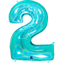 tiffany glitter holographic foil number 2 two balloon