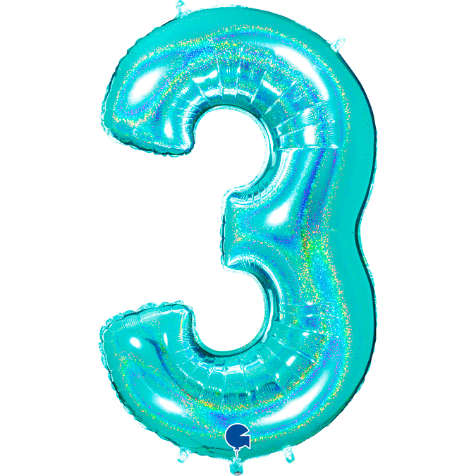 773GHTi-Number-3-Glitter-Holographic-Tiffany tiffany glitter holographic foil number 3 balloon
