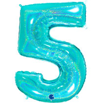 tiffany glitter holographic foil number 5 balloon