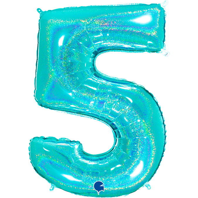 775GHTi-Number-5-Glitter-Holographic-Tiffany tiffany glitter holographic foil number 5 balloon