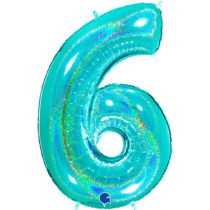 tiffany glitter holographic foil number 6 balloon