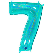 tiffany gllitter holographic foil number 7 seven balloon