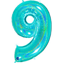 tiffany glitter holographic foil number 9 nine balloon