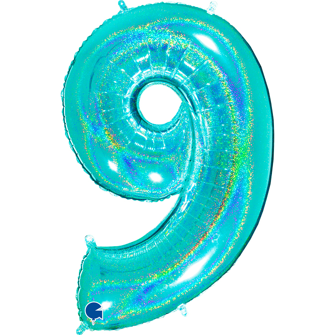 779GHTi-Number-9-Glitter-Holographic-Tiffany tiffany glitter holographic foil number 9 nine balloon