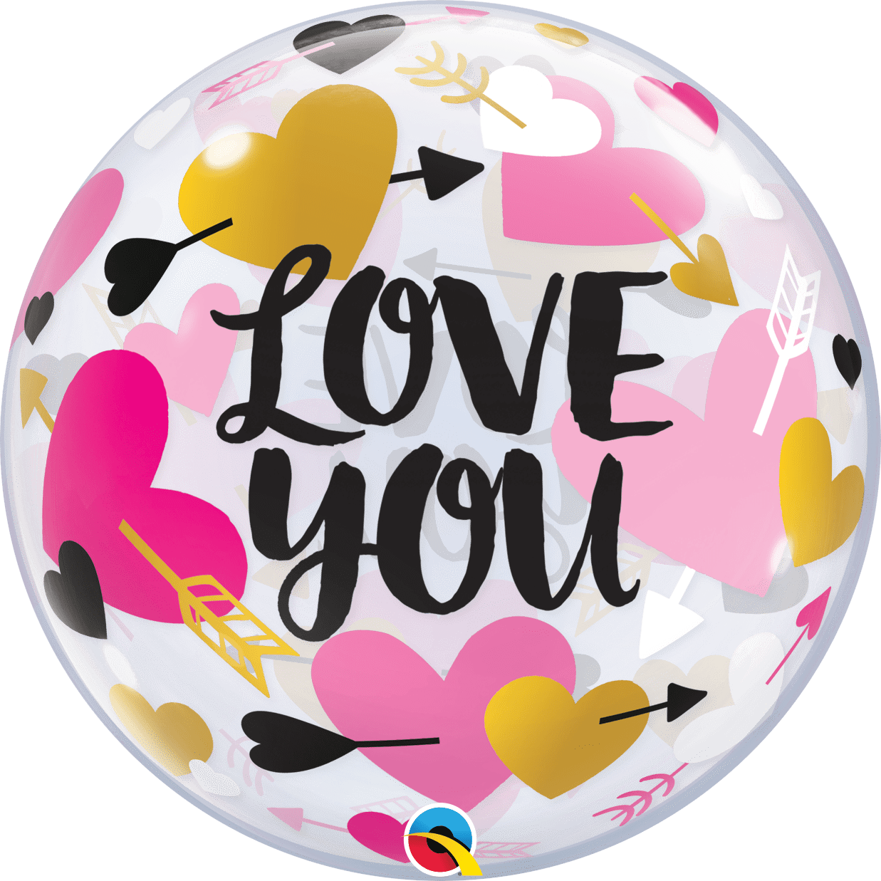 LOVE YOU HEARTS & ARROWS BUBBLE | 22 INCH QUALATEX