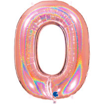 rose gold glitter holographic foil number zero 0 balloon