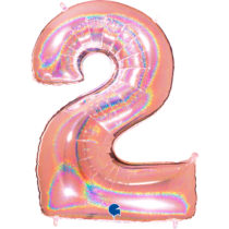 rose gold glitter holographic foil number two 2 balloon
