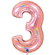 rose gold glitter holographic foil number three 3 balloon