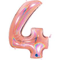 rose gold glitter holographic foil number four 4 balloon