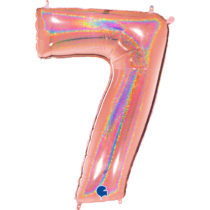 rose gold glitter holographic foil number 7 seven balloon