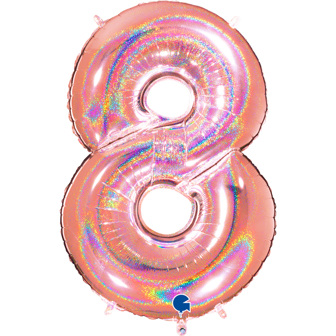 838GHRG-Number-8-Glitter-Holographic-Rose-Gold rose gold glitter holographic foil number eight 8 number
