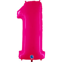 grabo fluo neon pink 1 number balloon