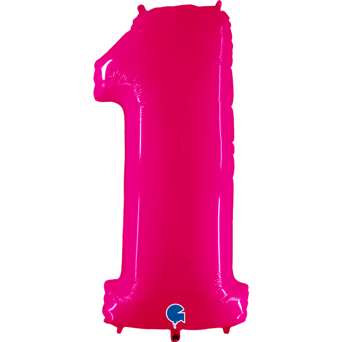 grabo fluo neon pink 1 number balloon