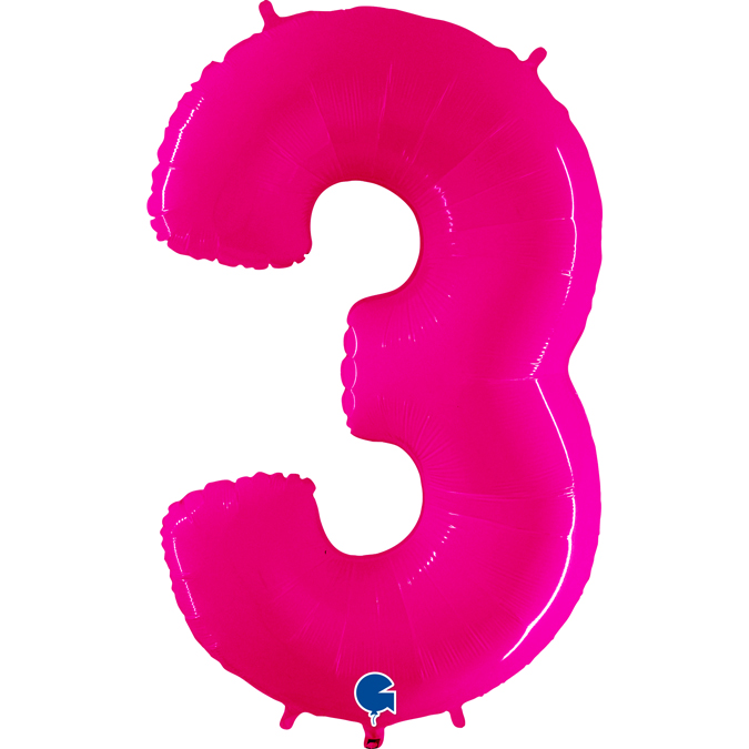923WSP-Number-3-SPink-Fluo grabo fluo neon pink jumbo number balloon