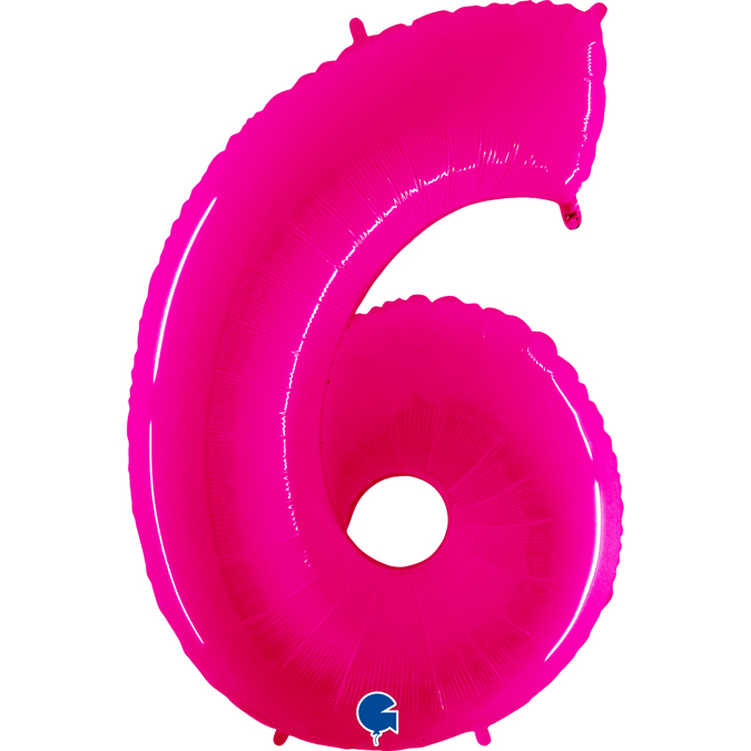 926WSP-Number-6-SPink-Fluo grabo fluo neon pink number balloon