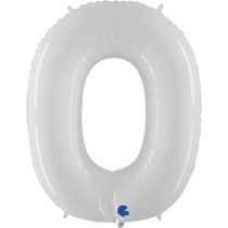 grabo white foil number zero balloon