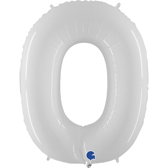 grabo white foil number zero balloon