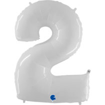 grabo white foil number three balloon