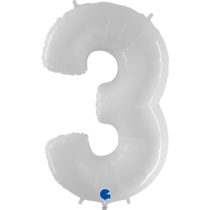 grabo white foil number four balloon