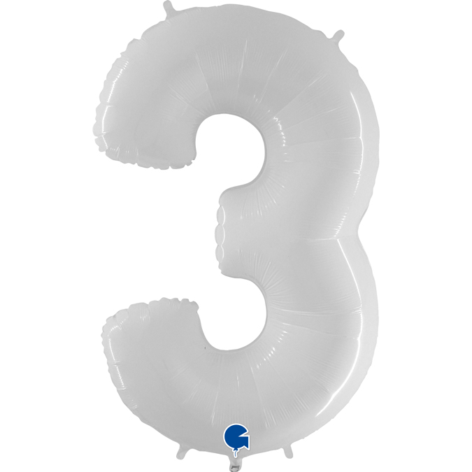 grabo white foil number four balloon