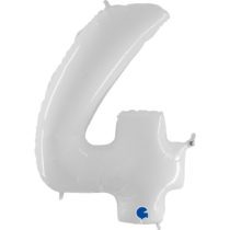 grabo white foil number four balloon