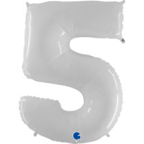 grabo white foil number five balloon