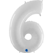 grabo white foil number six balloon