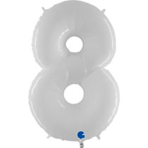 grabo white foil number eight balloon