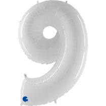 grabo white foil number nine balloon