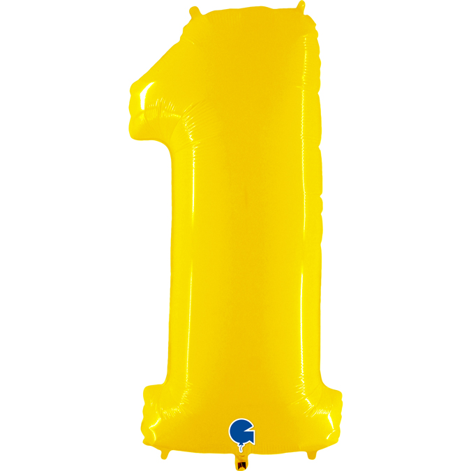 941WY-Number-1-Yellow-Fluo-1 fluo neon yellow number 1 one balloon