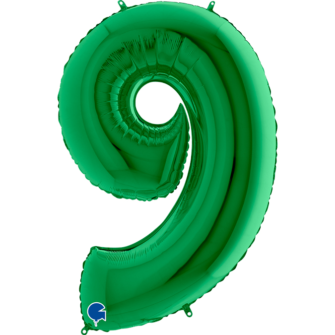 grabo green 40 inch foil number nine balloon